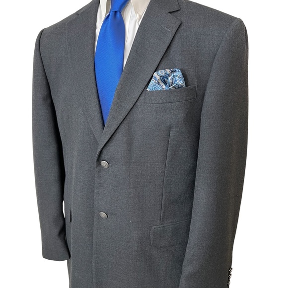 STAFFORD MENS SPORTS BLAZER. SIZE 44L TWO BUTTON FRONT. POLY & WOOL BLEN… - Picture 8 of 9